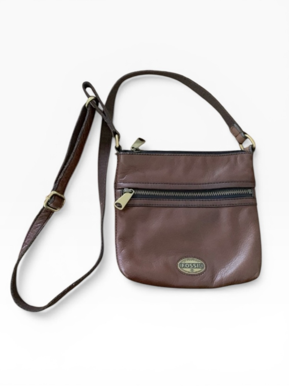 Fossil Explorer Mini Crossbody Brown Leather Adjustable Strap